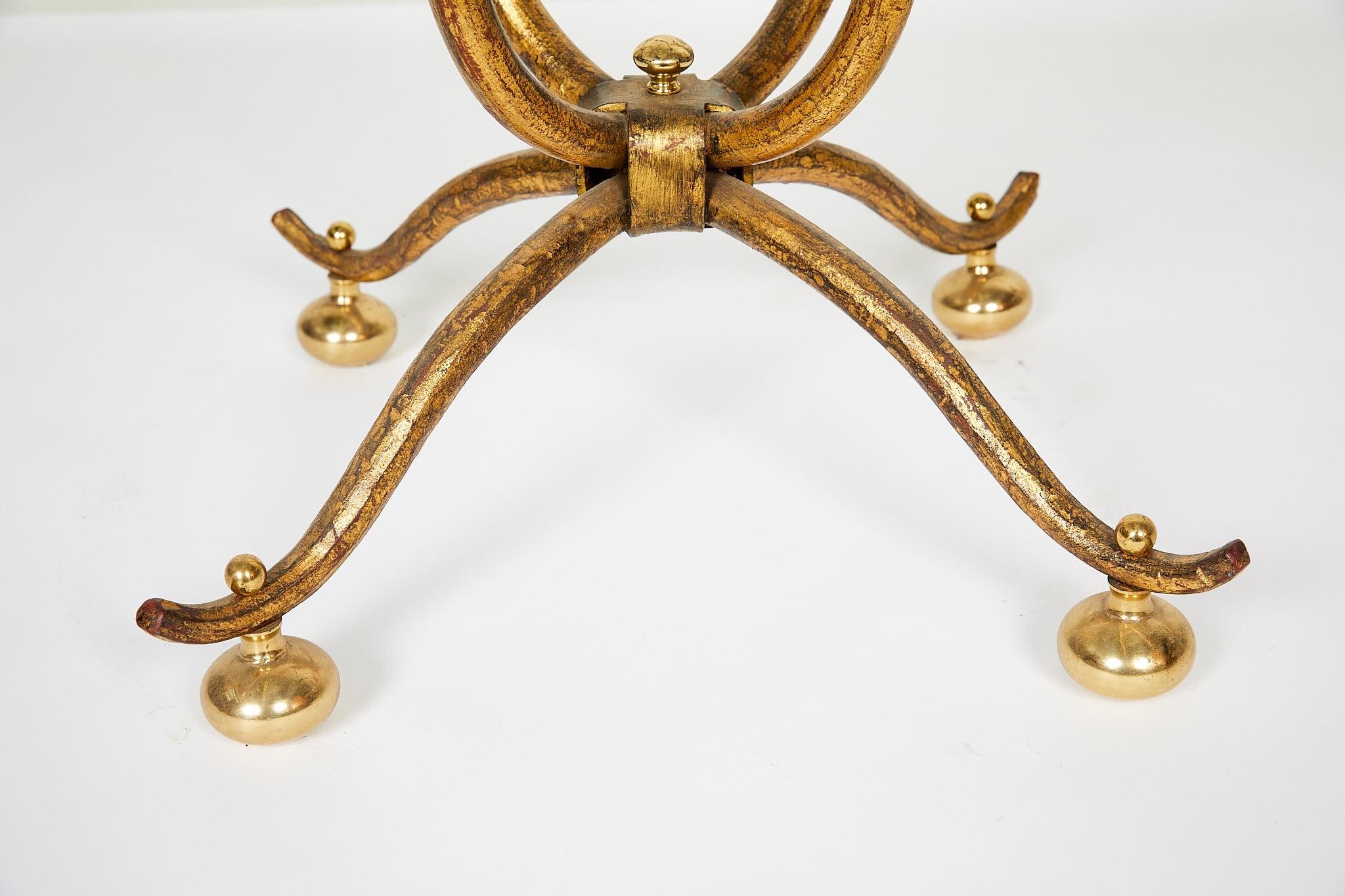 Italian Gilt Wrought Iron and Brass Center Table Base 3