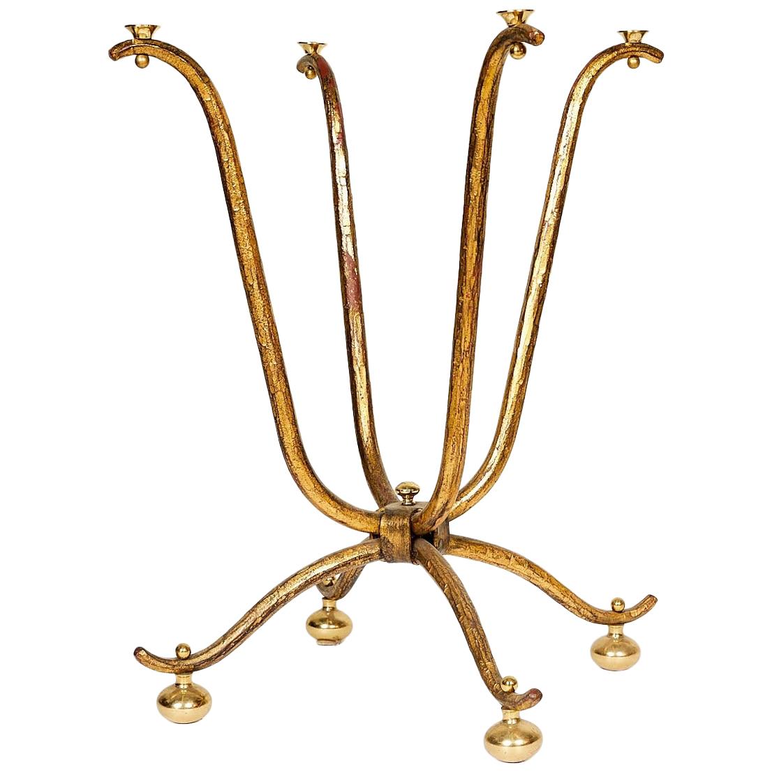 Italian Gilt Wrought Iron and Brass Center Table Base