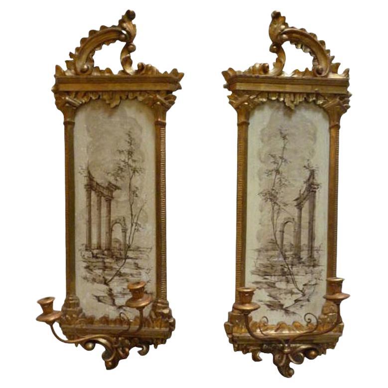 Italian Gilted Wall Sconces For Sale