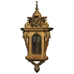 Italian Giltwood 19th Century Triple Light Antique Lantern