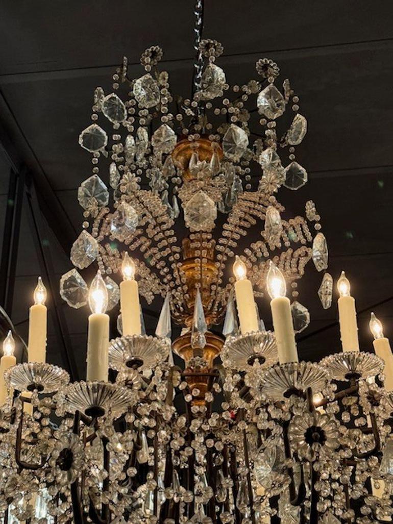 19th Century Italian Giltwood and Crystal Chandelier For Sale