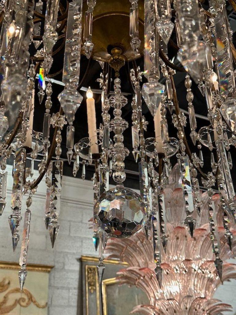 Italian Giltwood and Crystal Chandelier For Sale 3