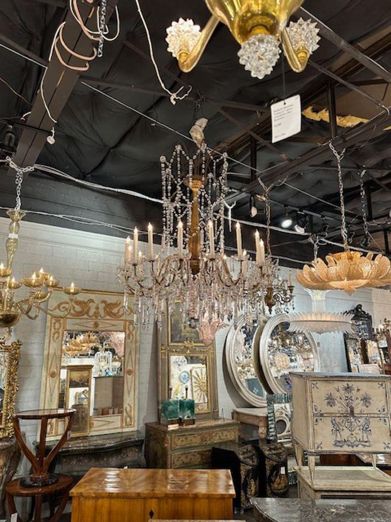 Italian Giltwood and Crystal Chandelier For Sale 5