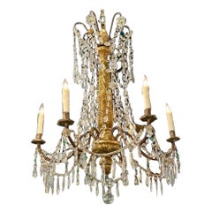 Italian Giltwood and Crystal Chandelier
