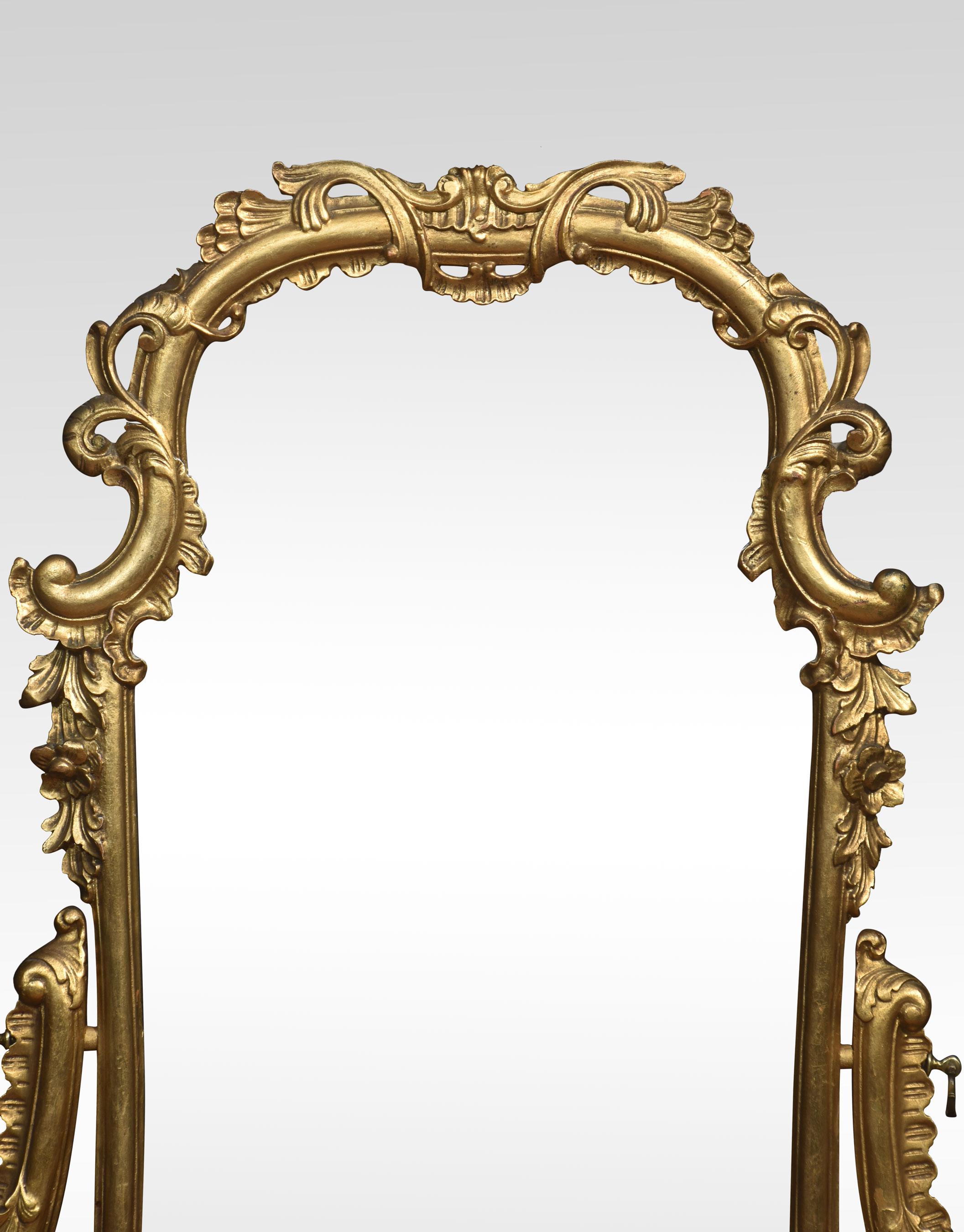 20th Century Italian giltwood and figured walnut dressing mirror For Sale
