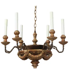 Antique Italian Giltwood and Iron Chandelier