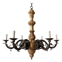 Italian Giltwood and Iron Chandelier