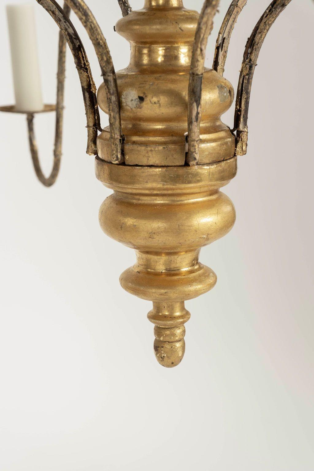 Italian Giltwood and Iron Six-Arm Chandelier 3
