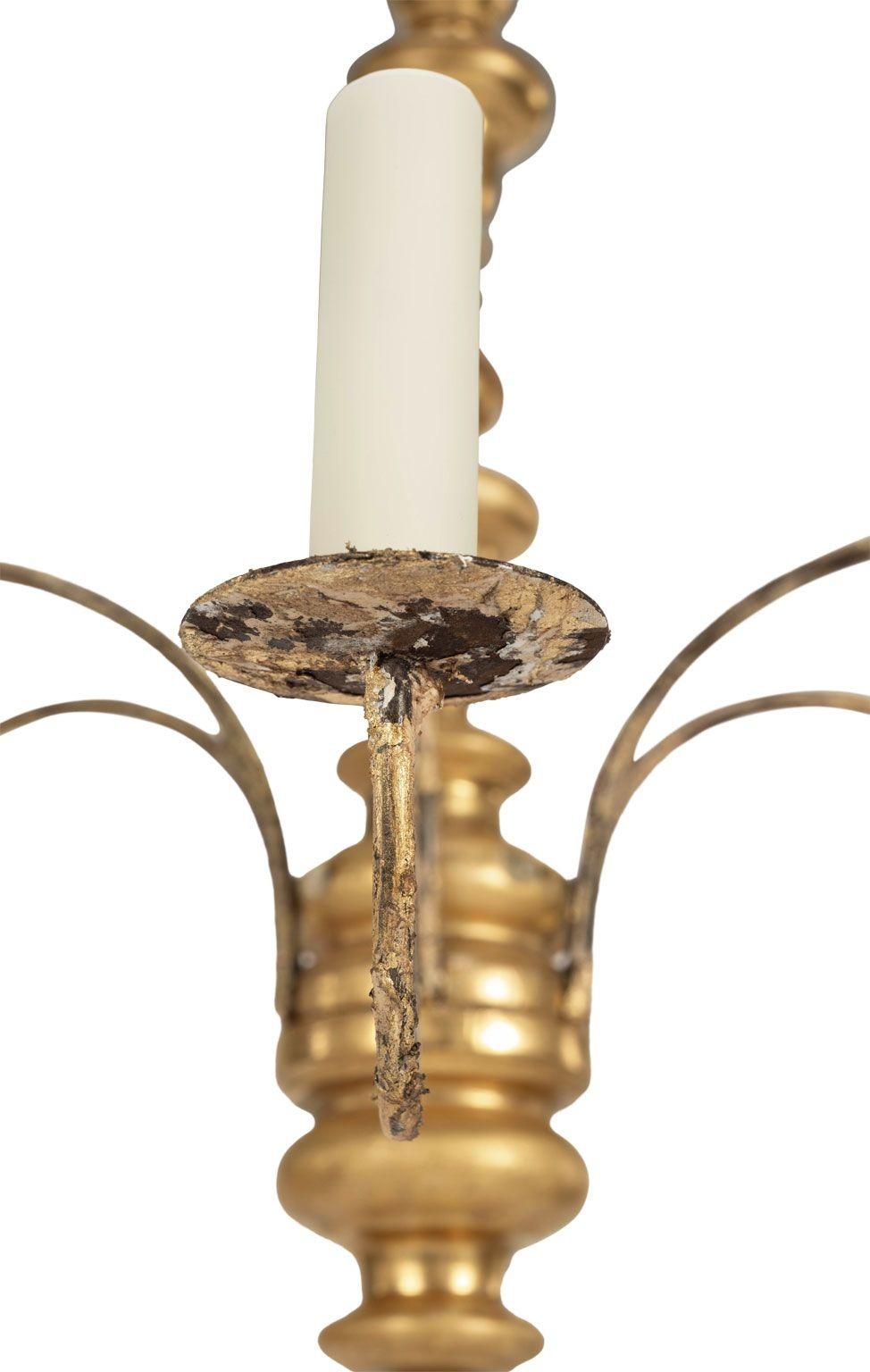 Italian Giltwood and Iron Six-Arm Chandelier 4