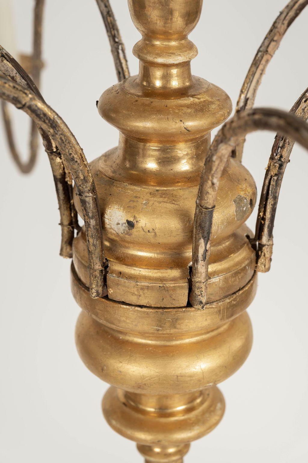 Italian Giltwood and Iron Six-Arm Chandelier 7
