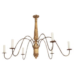 Italian Giltwood and Iron Six-Arm Chandelier