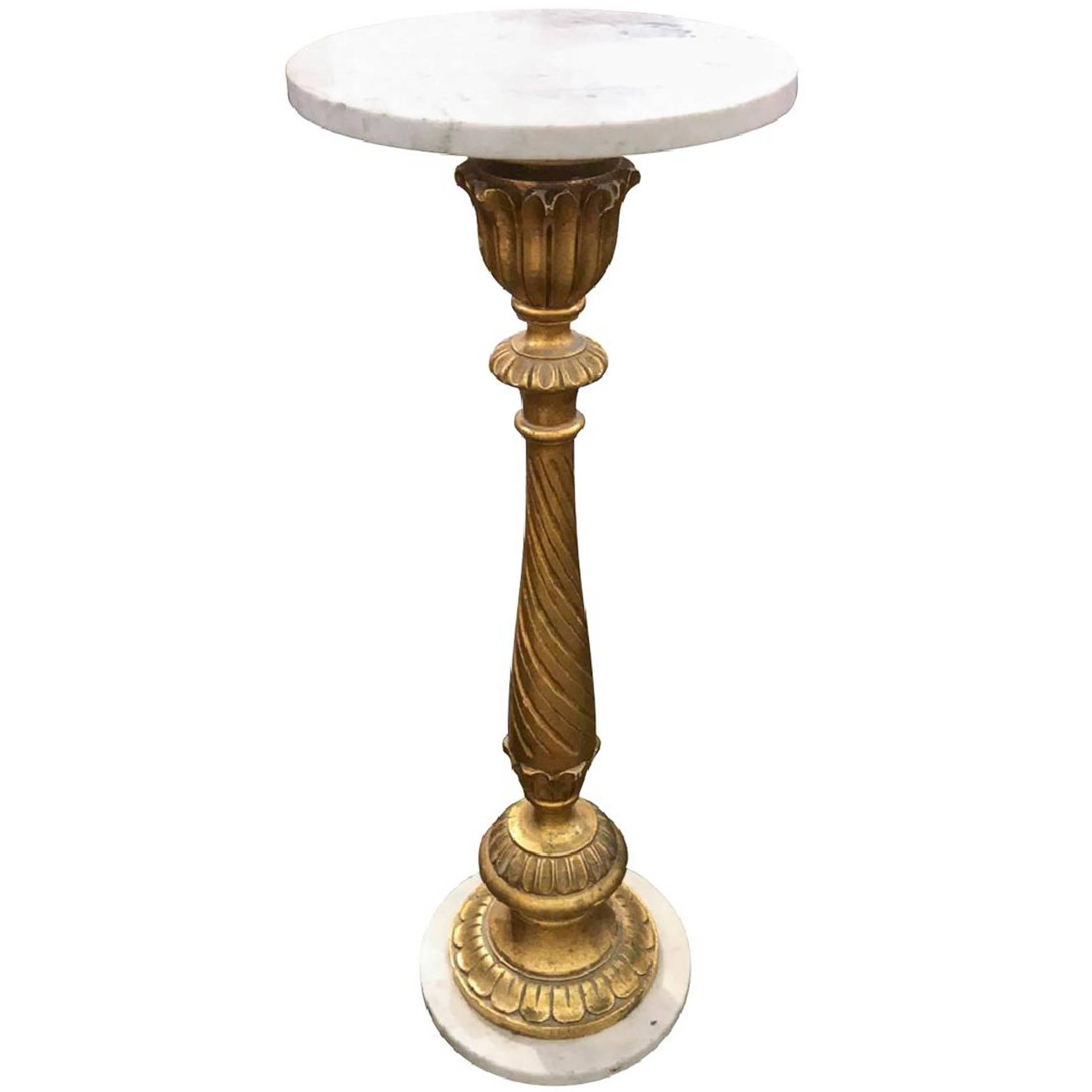 Italian Giltwood and Marble Pedestal