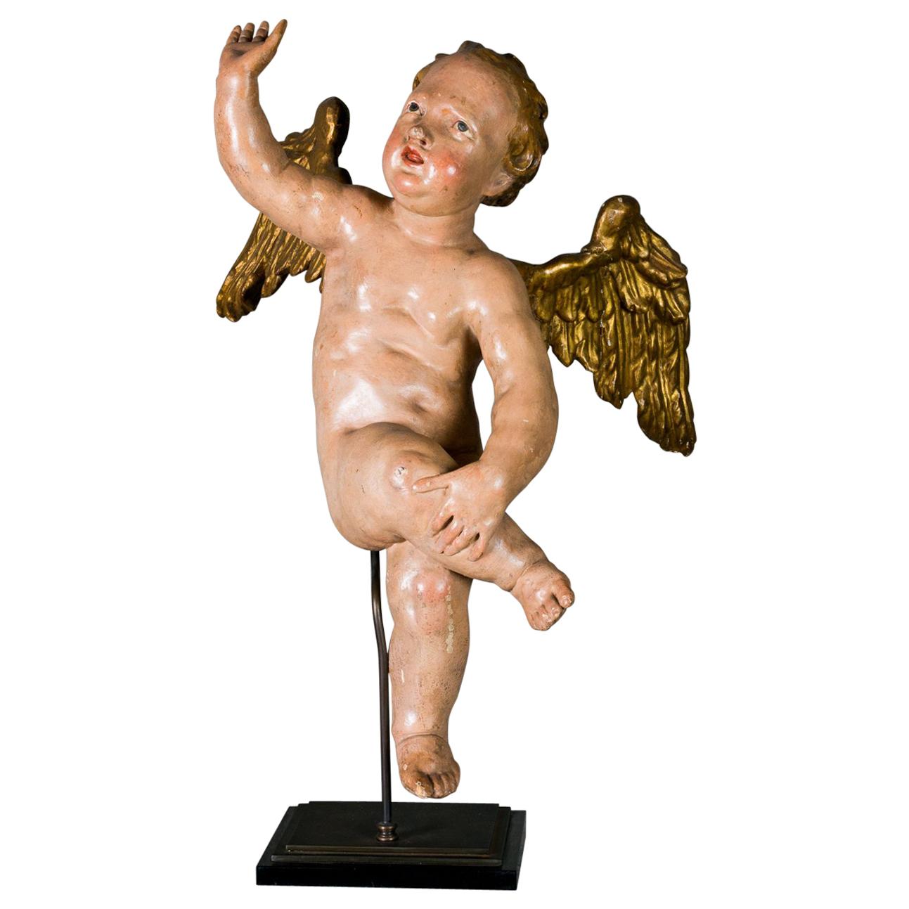 Italian Giltwood and Painted Cherub