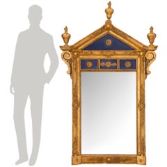 Italian Giltwood and Patinated Cobalt Blue Mirror