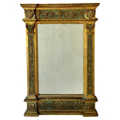 Italian Giltwood and Polychrome Neoclassical Mirror Tuscan Circa 1750