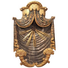 Italian Giltwood and Polychromed Carved Wooden Wall Niche, Circa 1750