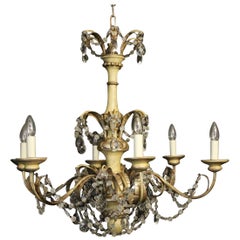 Italian Giltwood and Toleware Antique Chandelier