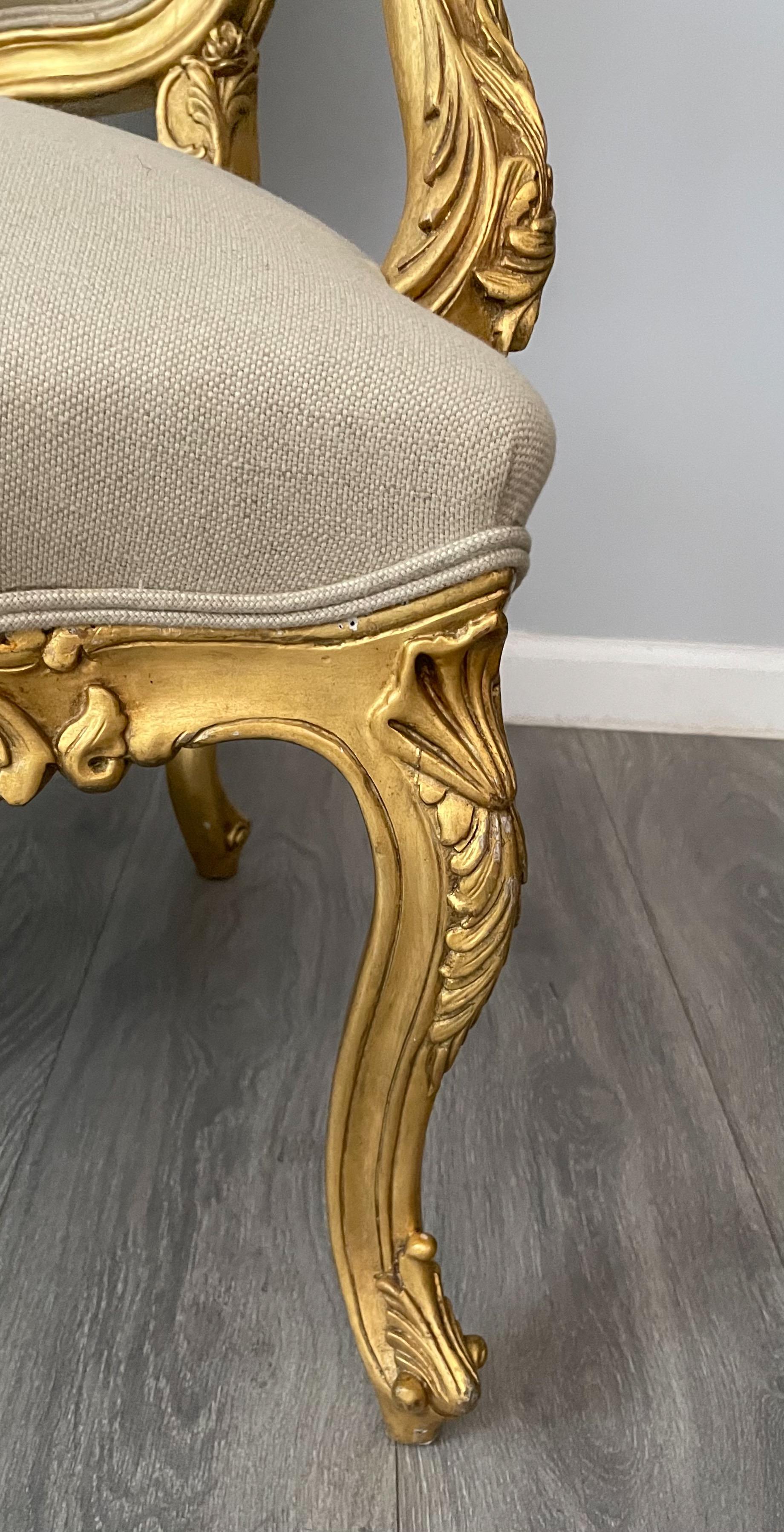 Italian Giltwood Arm Chairs For Sale 2