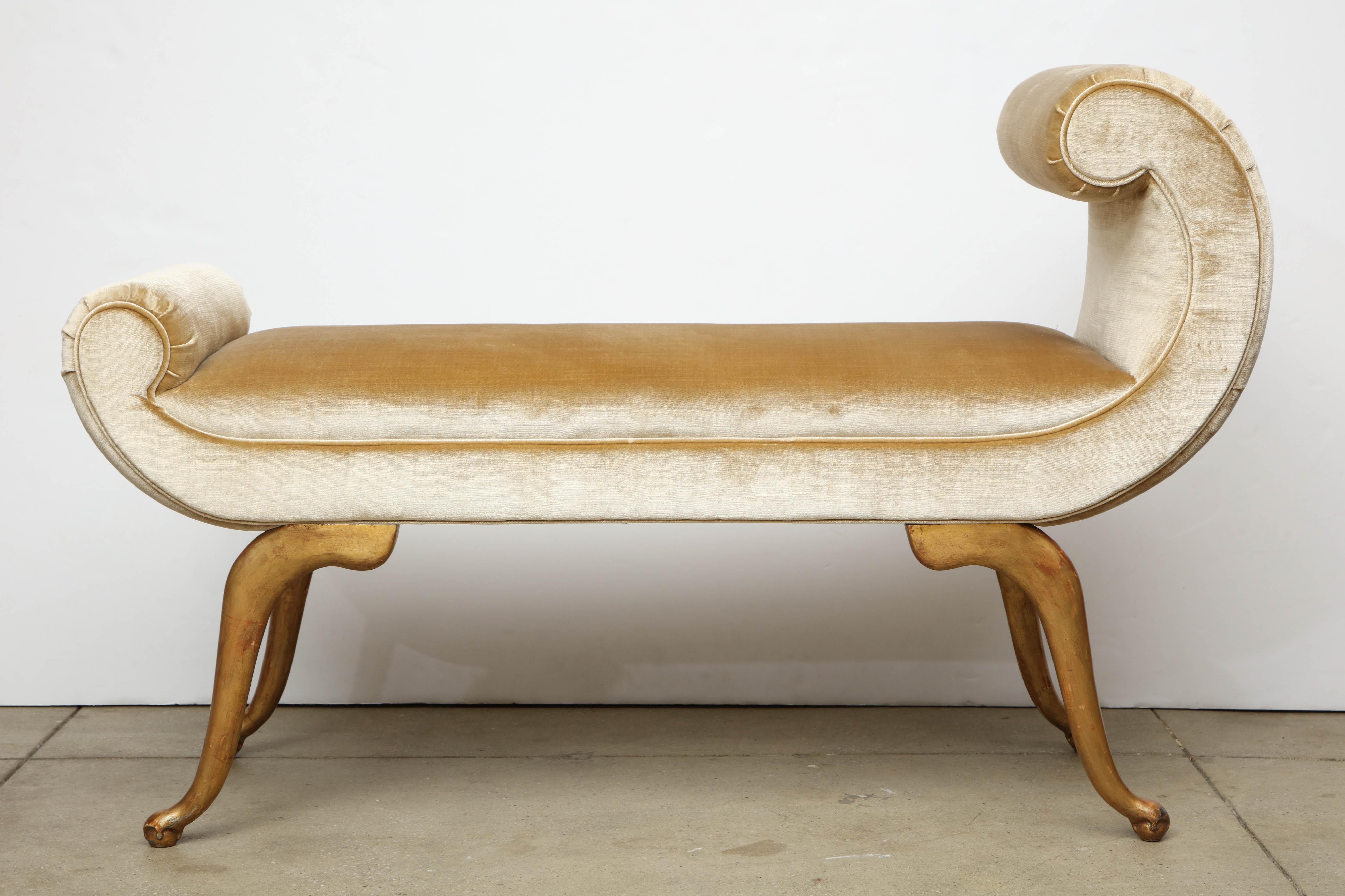 20th Century Italian Giltwood Bench