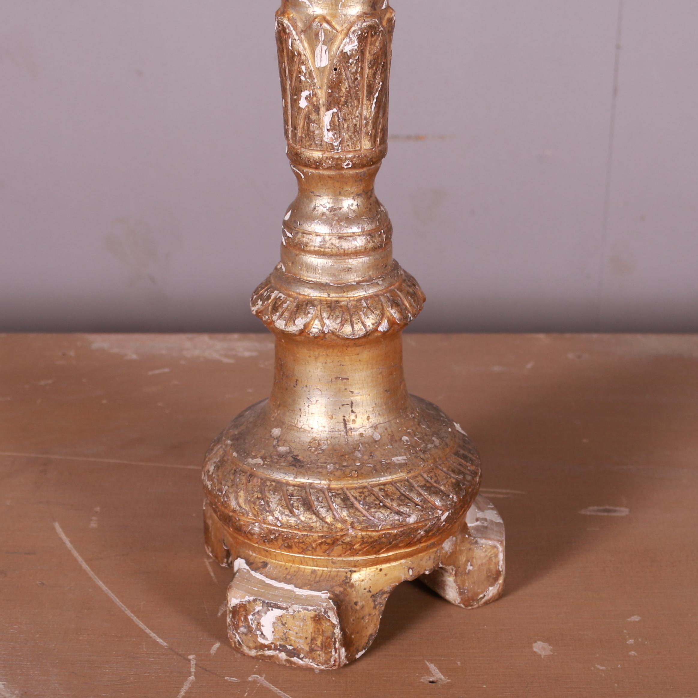 Italian Giltwood Candle Holder For Sale 2