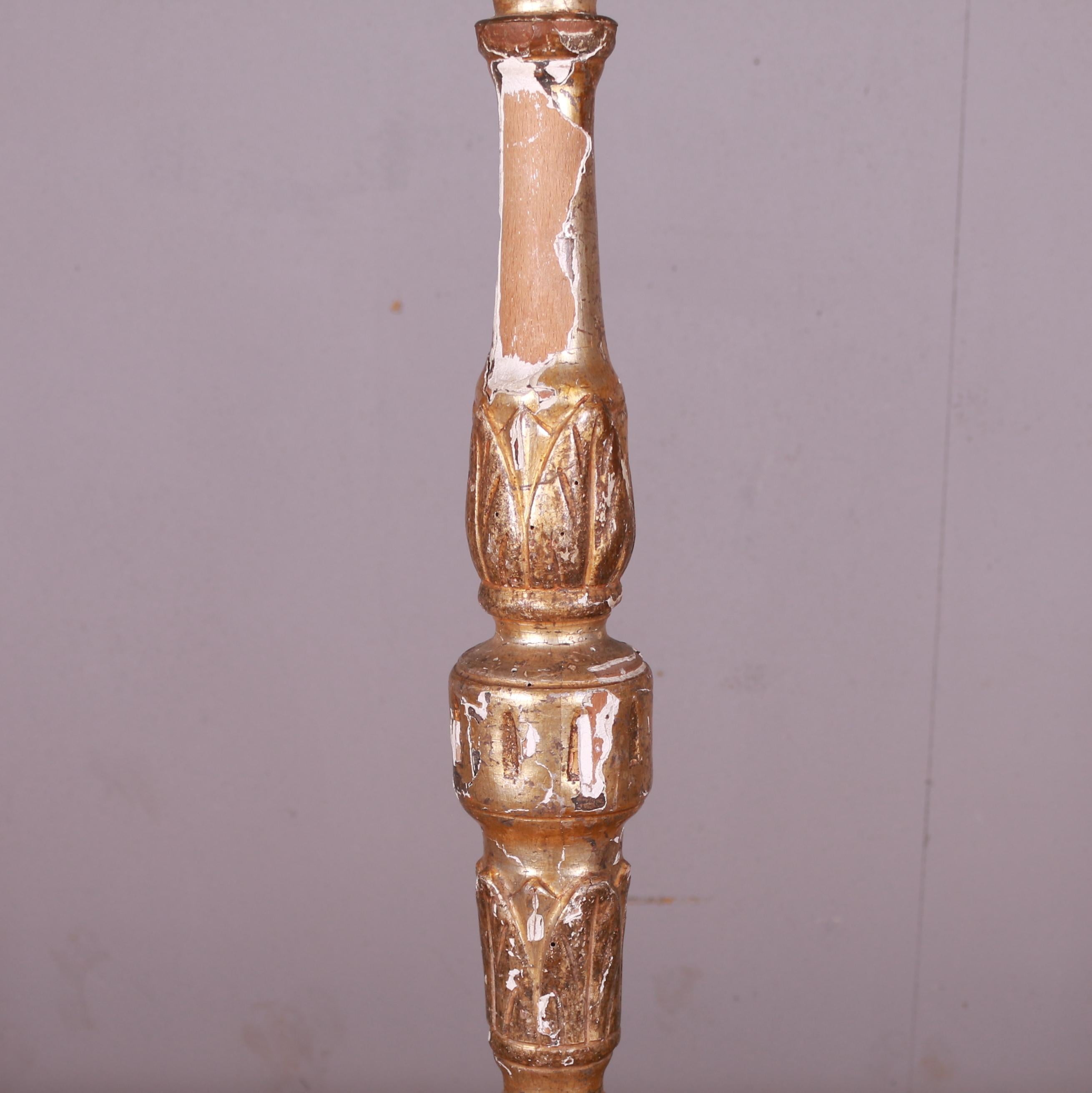 Italian Giltwood Candle Holder For Sale 3