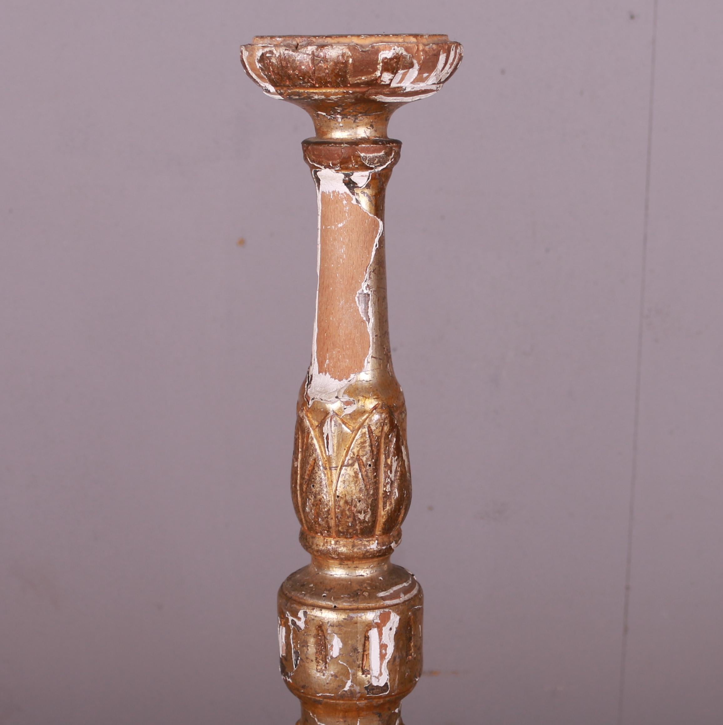 Italian Giltwood Candle Holder For Sale 4