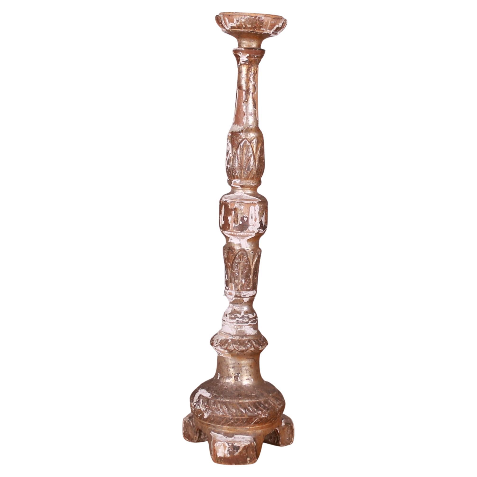 Italian Giltwood Candle Holder For Sale