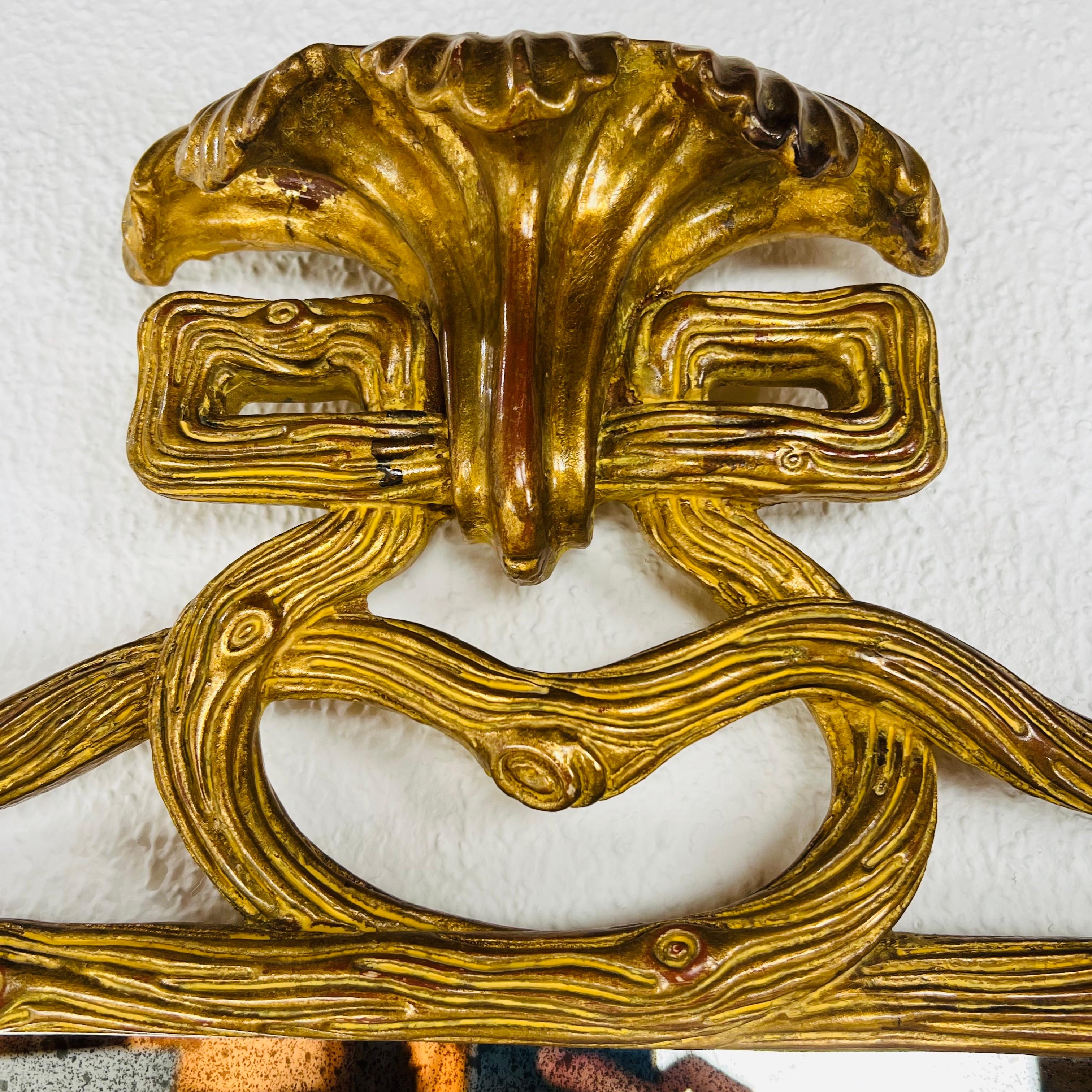 Miroir italien en bois doré à encadrement de branches sculptées Antique Mirror en vente 5