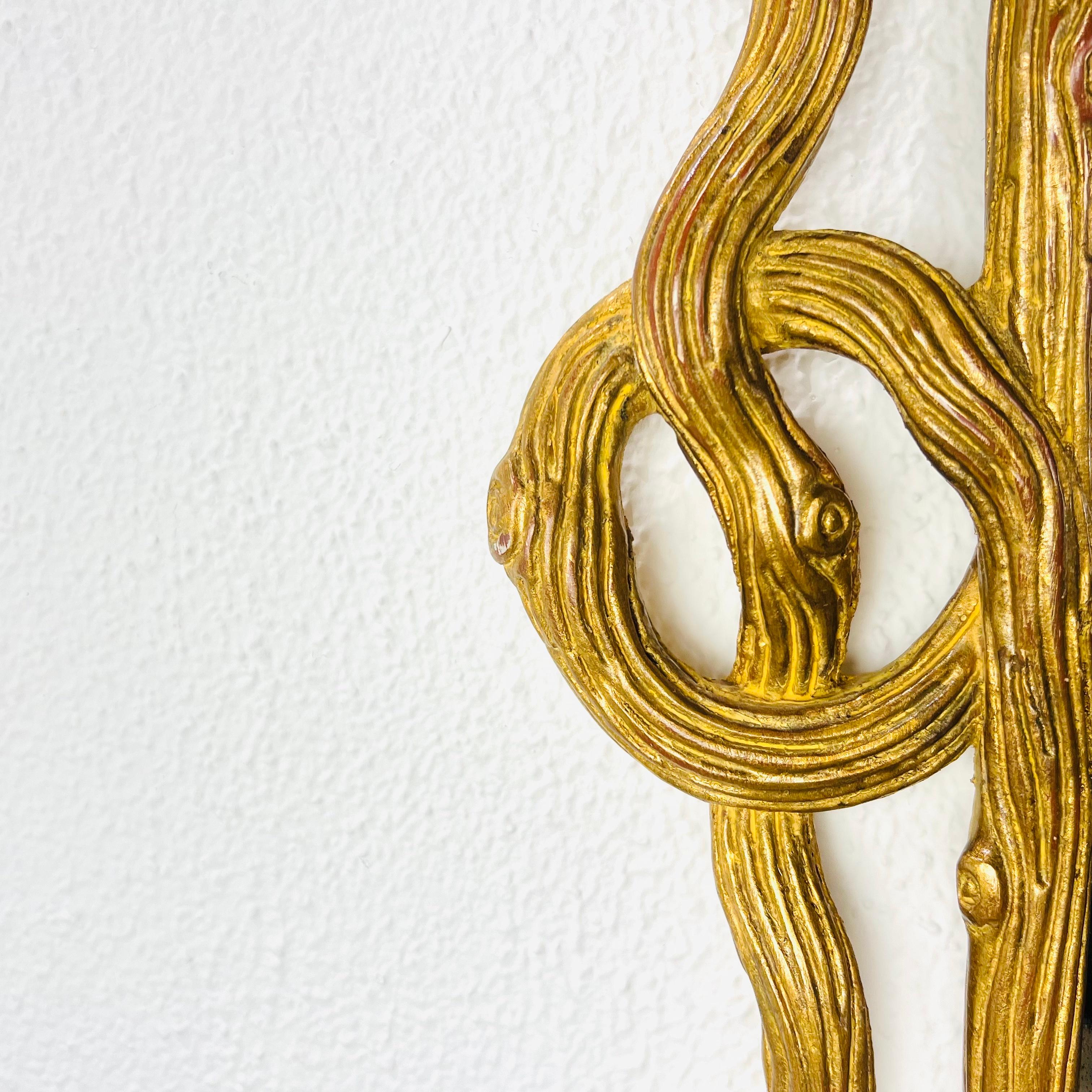 Miroir italien en bois doré à encadrement de branches sculptées Antique Mirror en vente 6