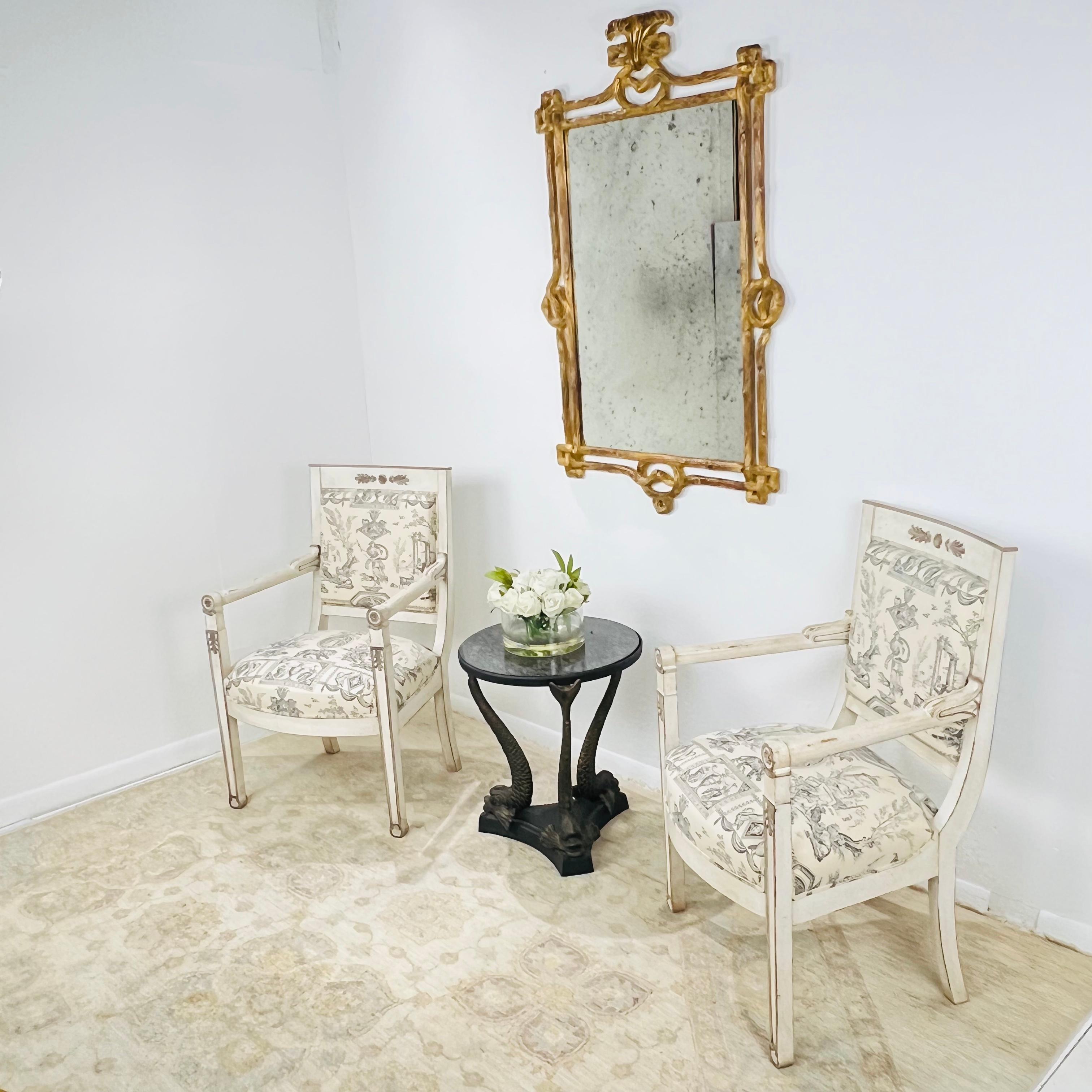 Italian Giltwood Carved Branch Frame Antiqued Mirror 1