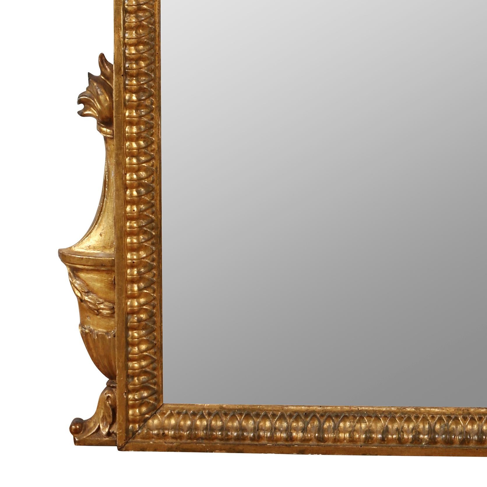 European Italian Giltwood Carved Mirror For Sale