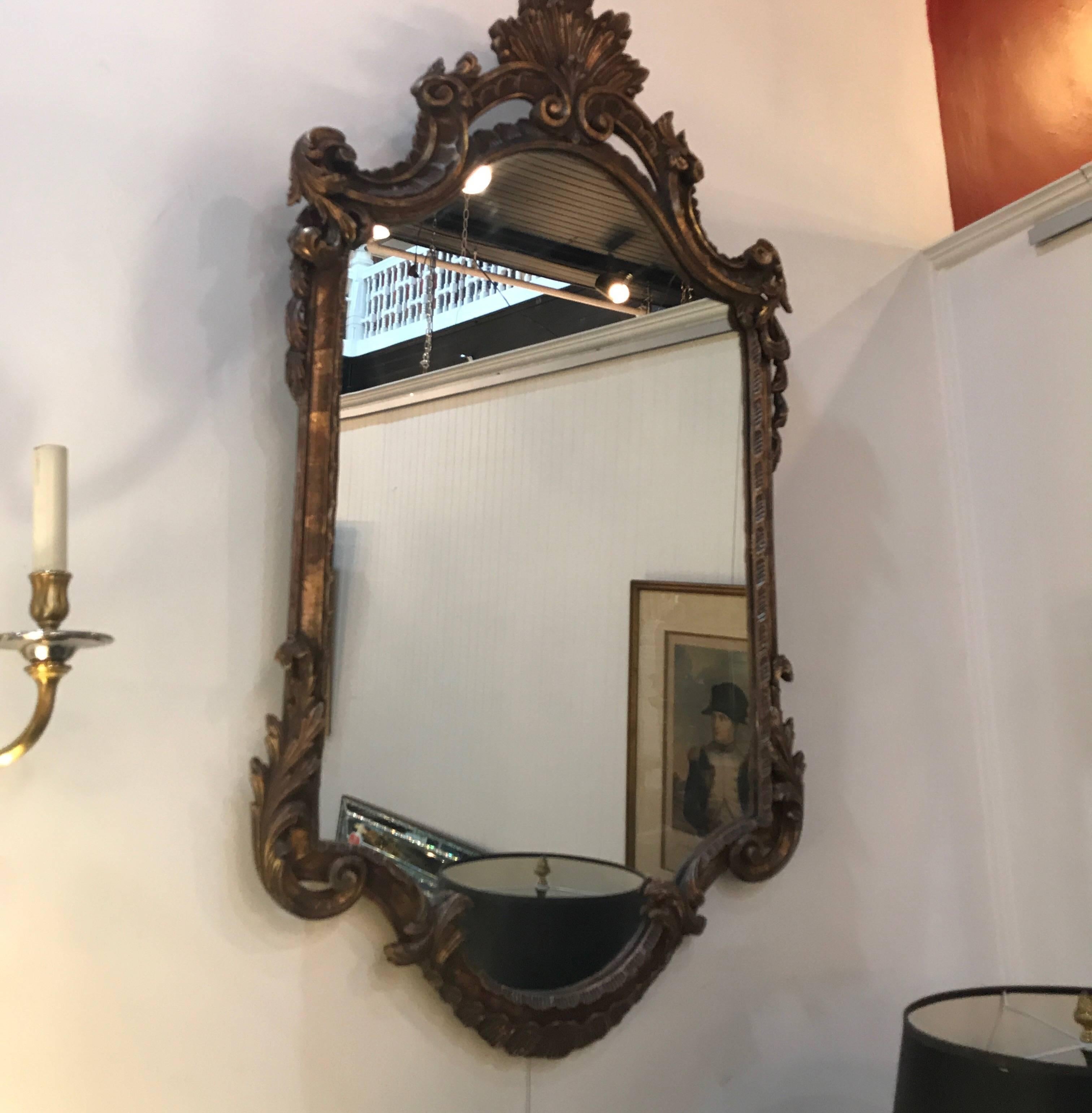 Rococo Italian Giltwood Carved Wall Mirror