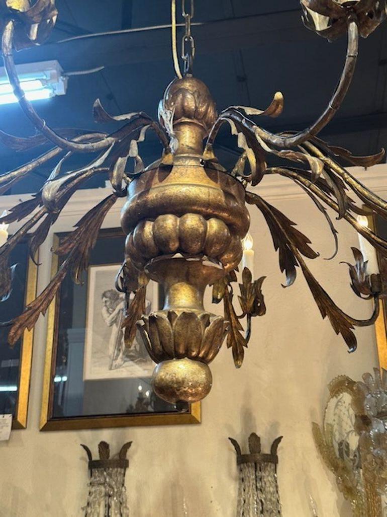 18th Century and Earlier Italian Giltwood Chandelier For Sale