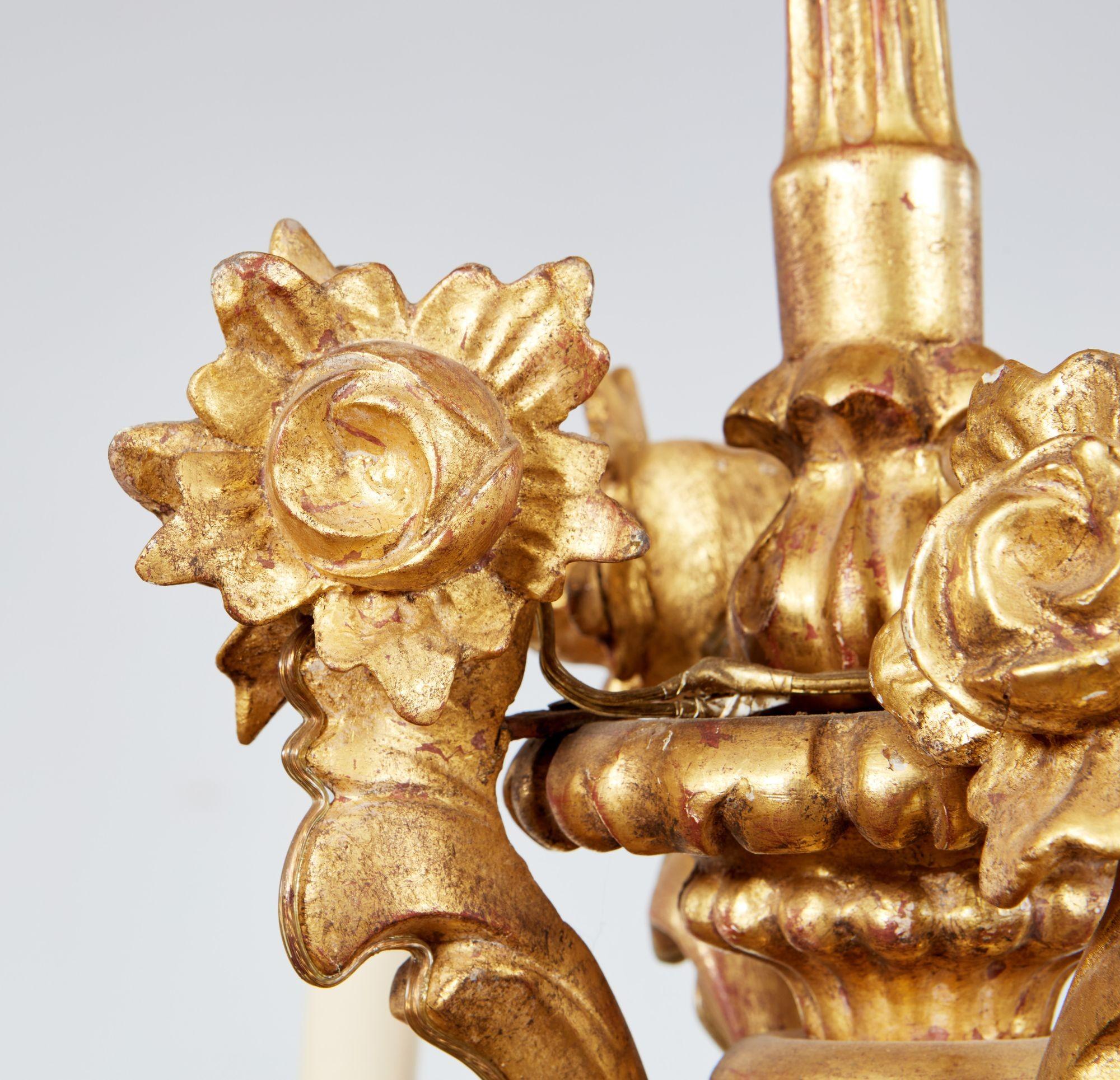 19th Century Italian Giltwood Chandelier For Sale