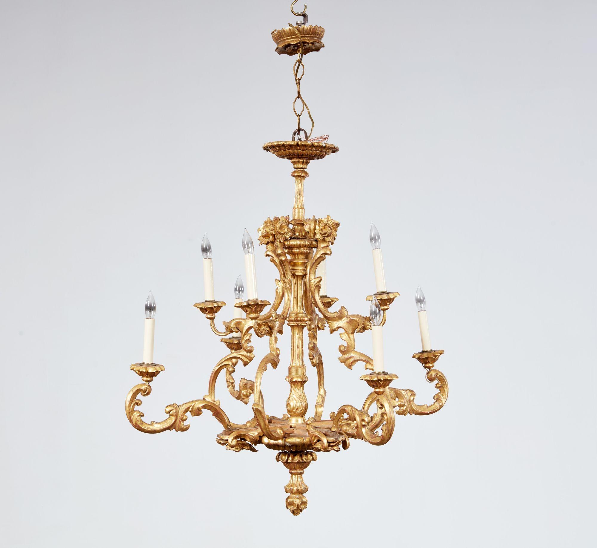 Italian Giltwood Chandelier For Sale 5