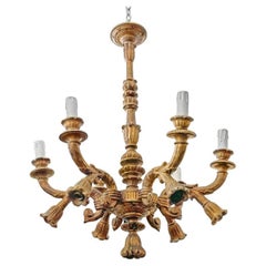 Lustre italien en bois doré 