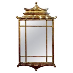 Italian Giltwood Chinese Chippendale or Chinoiserie Style Pagoda Mirror