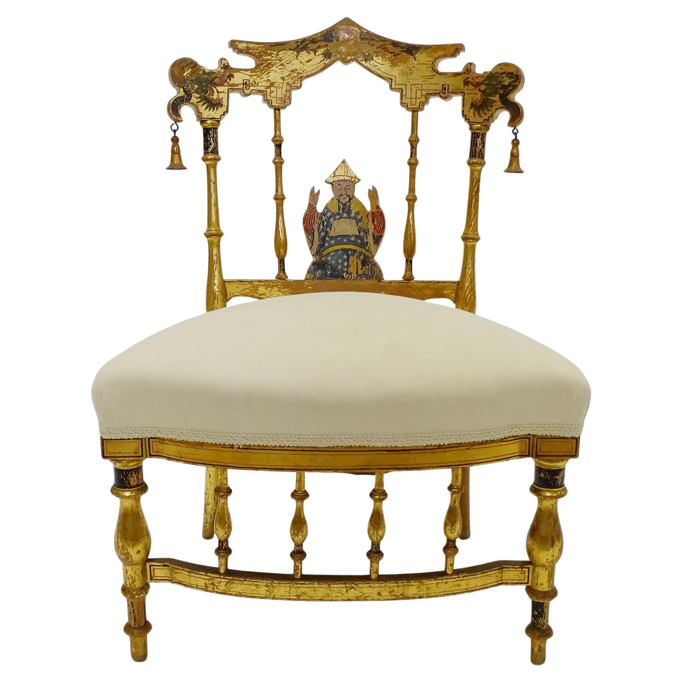 Italienischer Chinoiserie-Stuhl aus Gildeholz, Ende 18. im Angebot