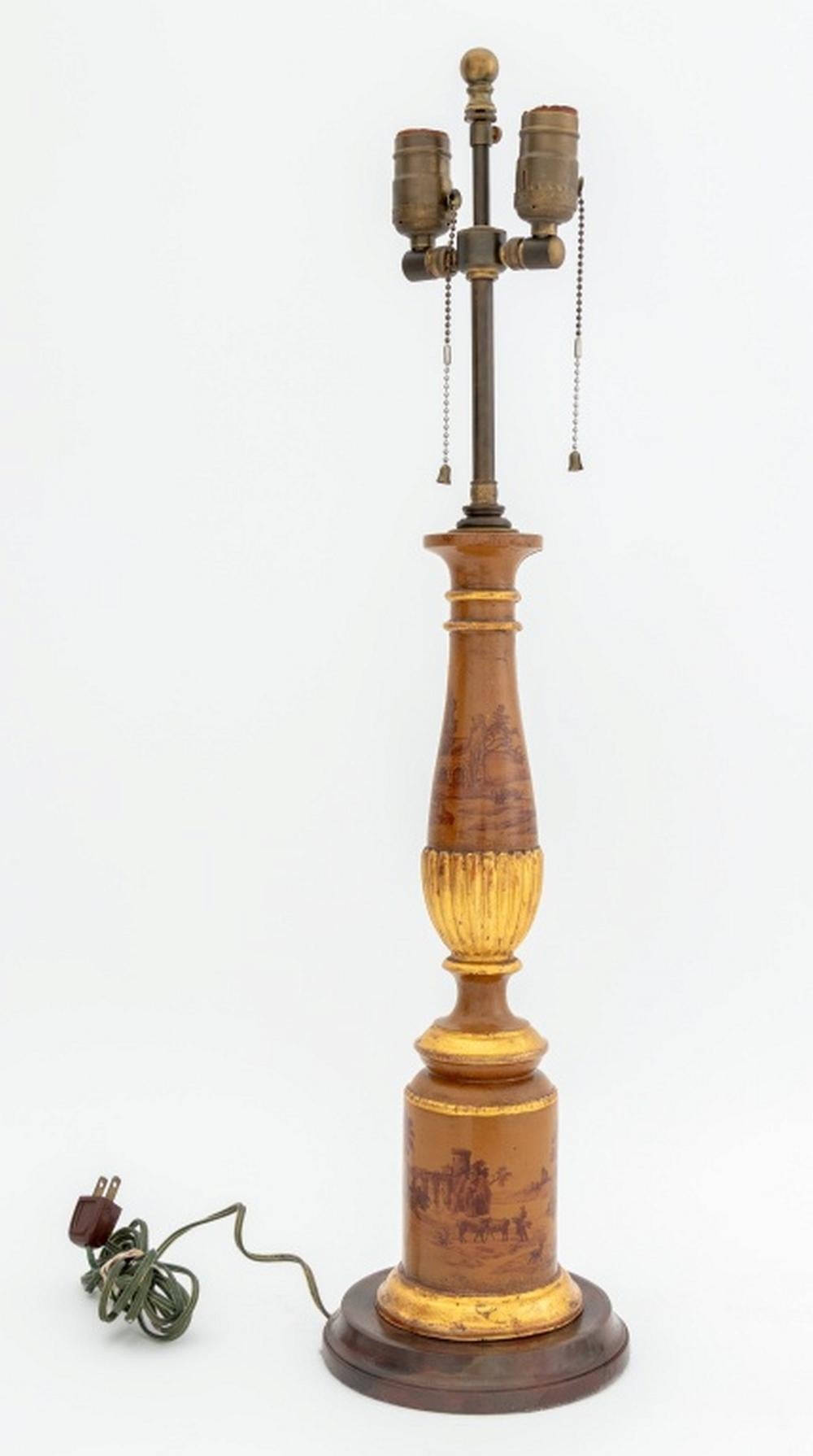 Italian Giltwood Columnar Table Lamp For Sale 1