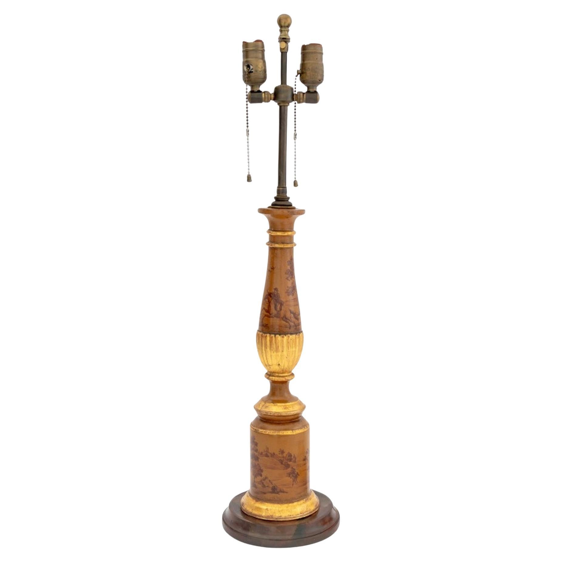 Italian Giltwood Columnar Table Lamp