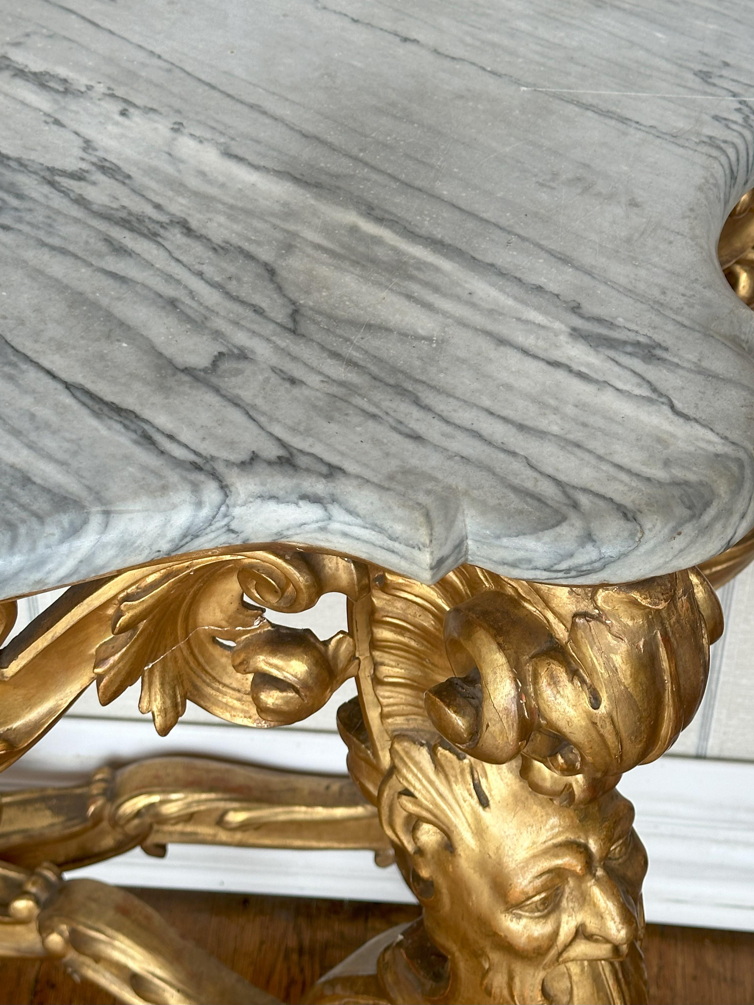 Marble Italian Giltwood Console - Circa 1760 For Sale