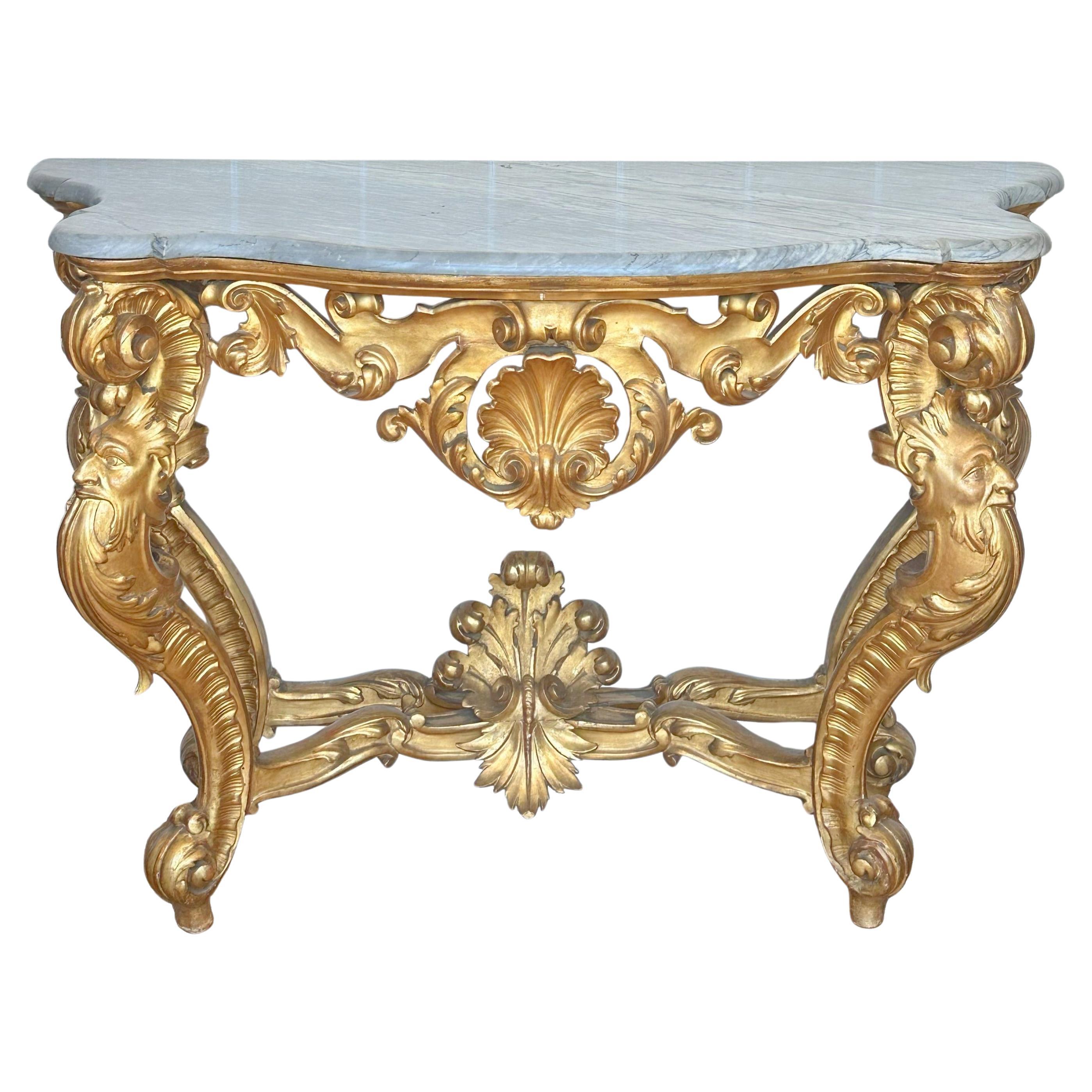 Consola italiana de madera dorada - Circa 1760