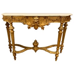 Italian Giltwood Console Table with Marble Top