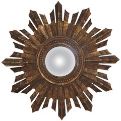 Italian Giltwood Convex Sunburst Mirror