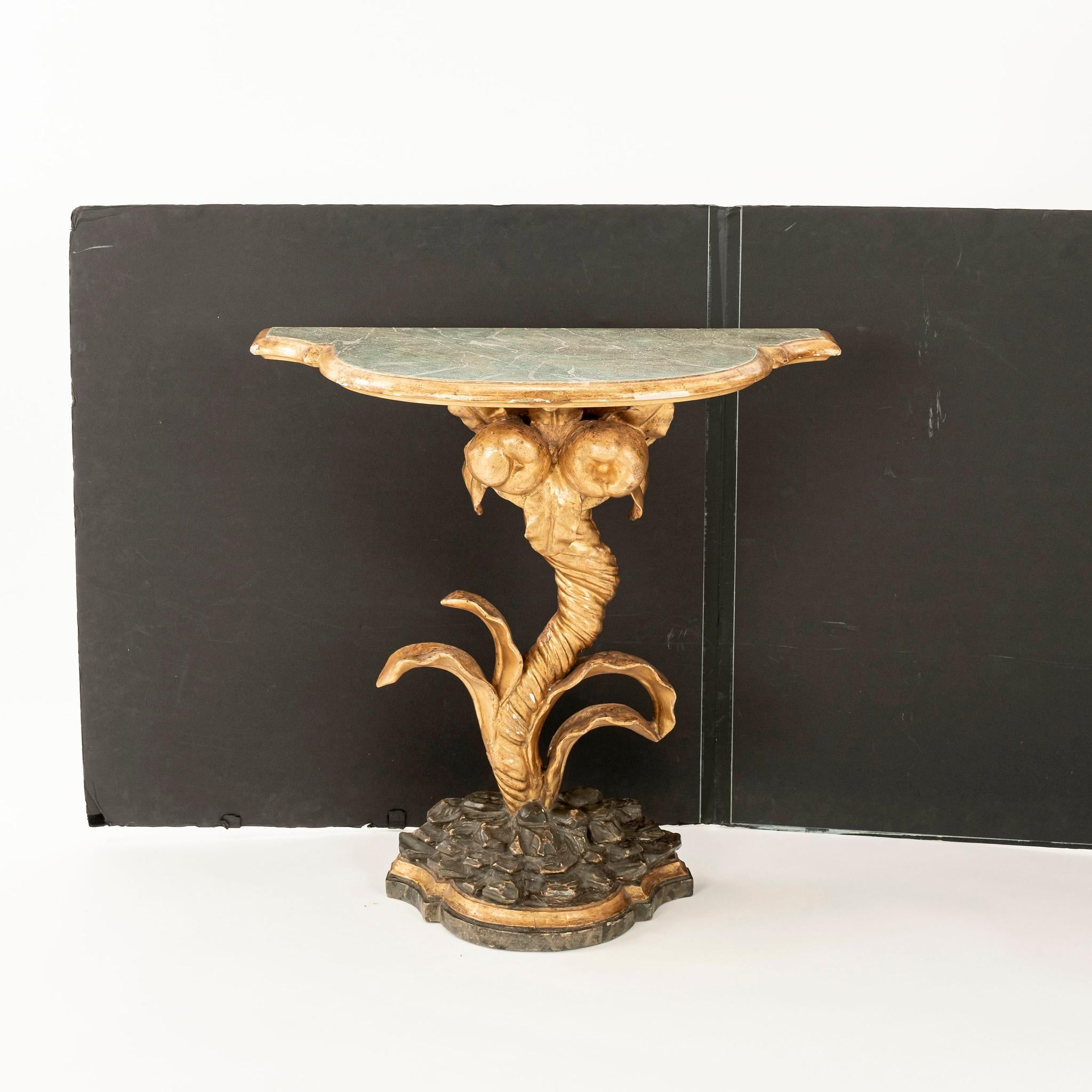 Italian Giltwood Demilune Console Table 5