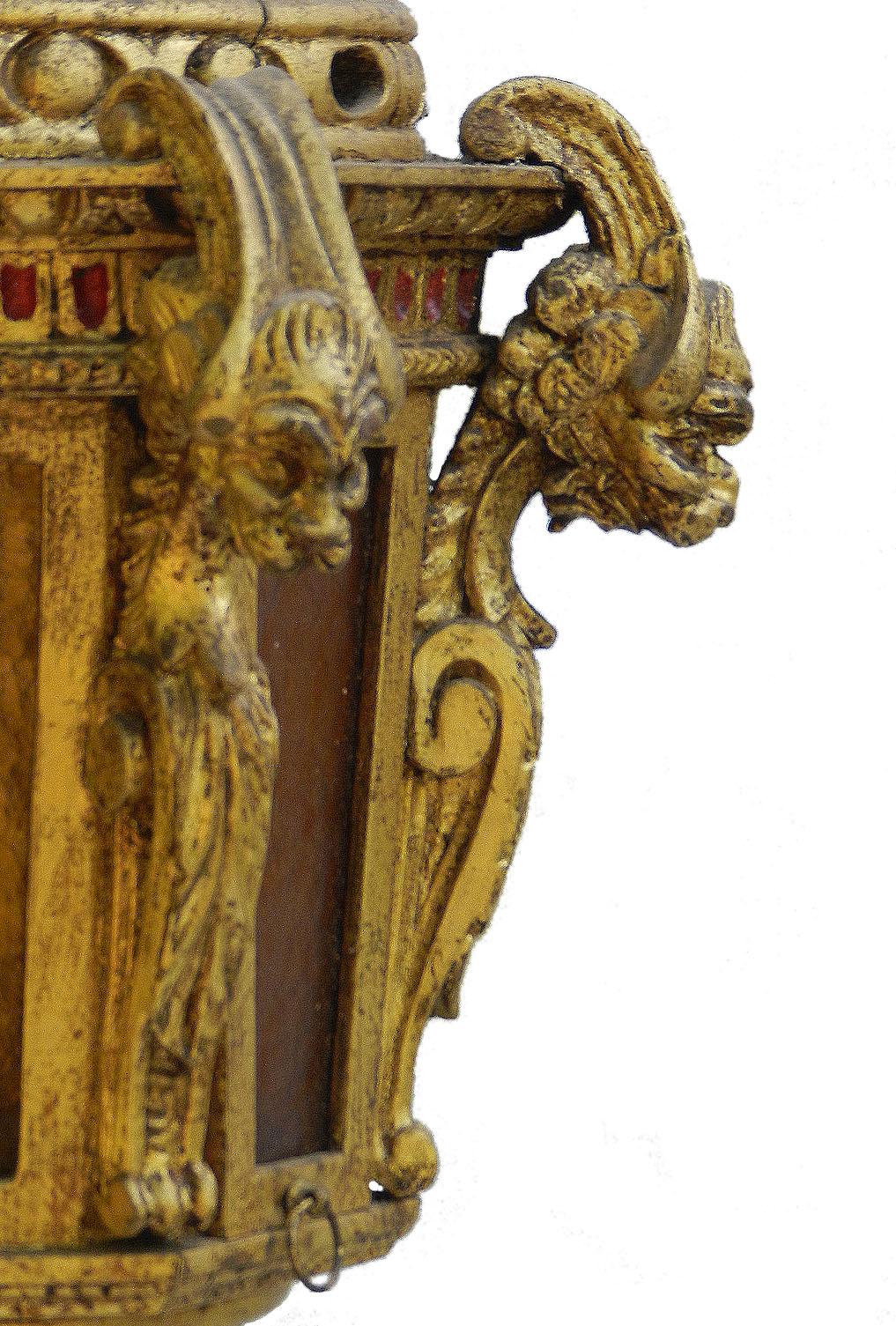 Italienische Stehlampe aus vergoldetem Holz, 19. Jahrhundert (Vergoldetes Holz)