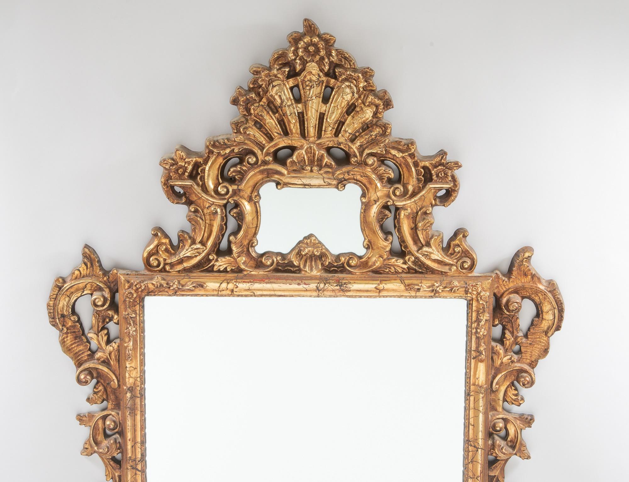 Rococo Revival Italian Giltwood Frame Rococo Style Mantel/Fireplace Mirror For Sale