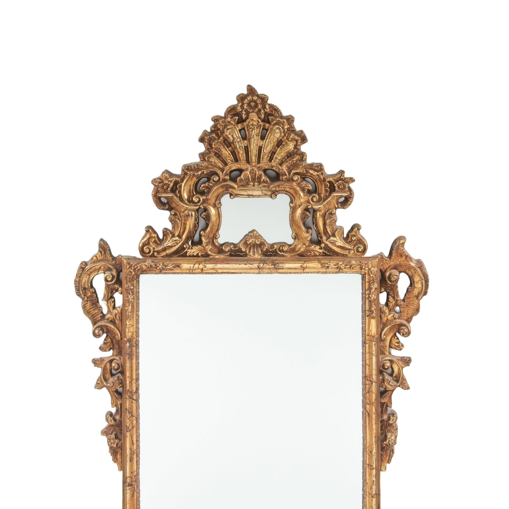 Italian Giltwood Frame Rococo Style Mantel/Fireplace Mirror In Good Condition For Sale In Tarry Town, NY