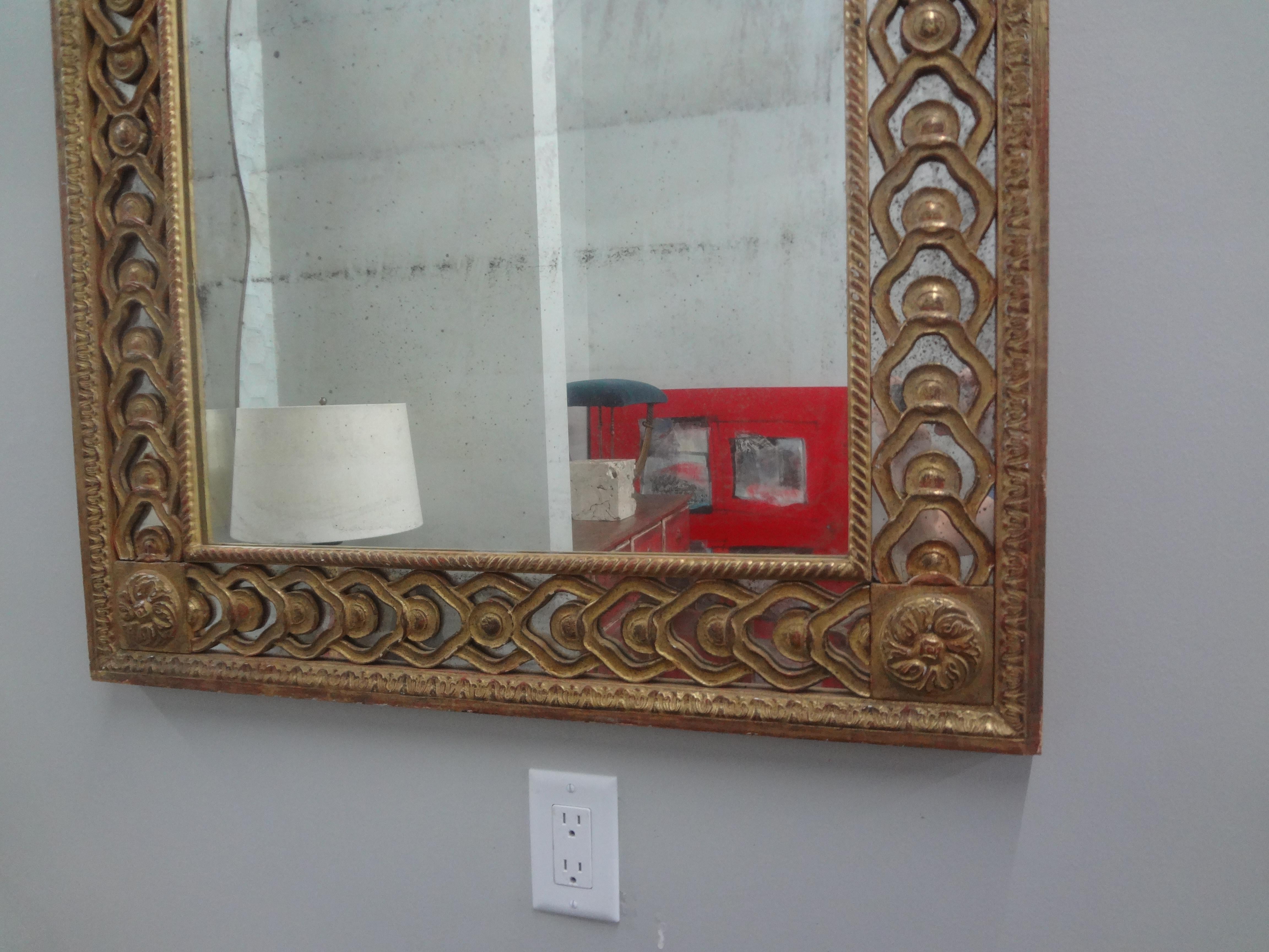 Mid-20th Century Italian Louis XVI Style Giltwood Fretwork Mirror