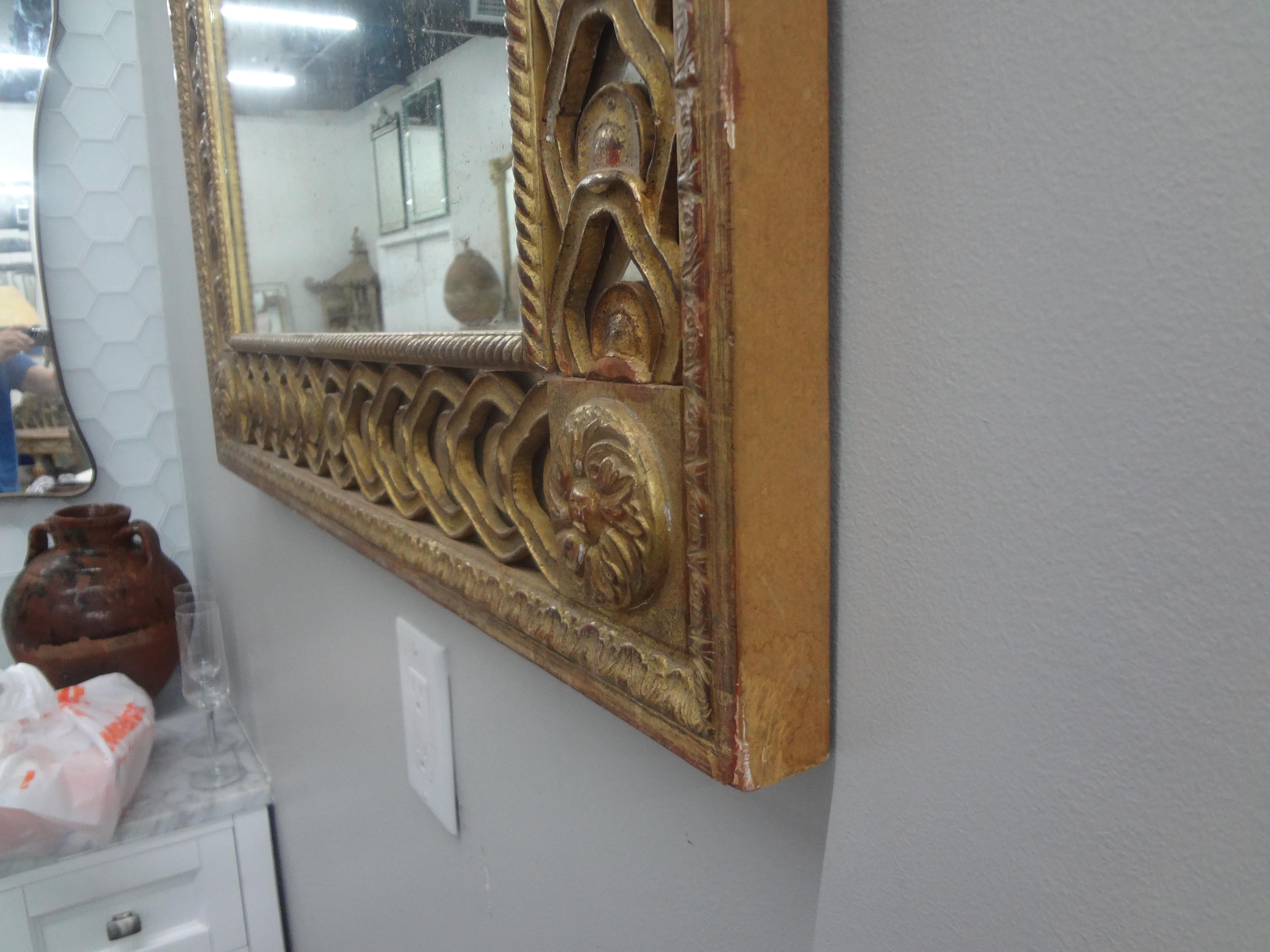 Italian Louis XVI Style Giltwood Fretwork Mirror For Sale 2